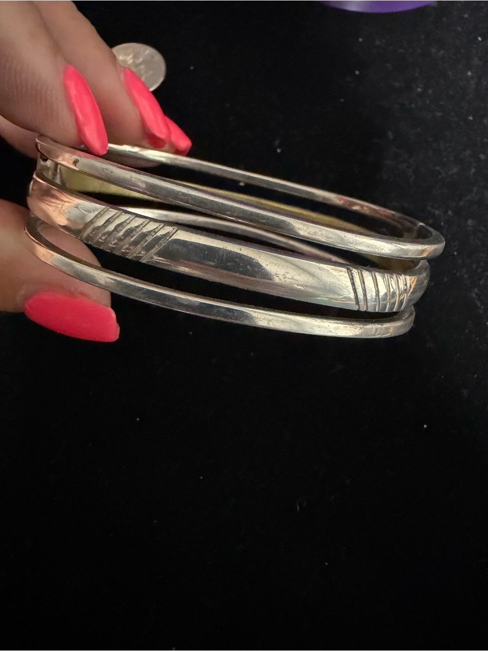 TAXCO 925 Sterling silver vintage reversible hinged clamp bracelet